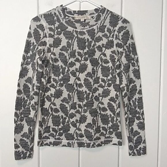 LOFT Sweaters - Loft White & Gray Crew Neck Wool Sweater XS